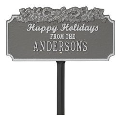 Personalized Happy Holidays Candy Cane Lawn Plaque