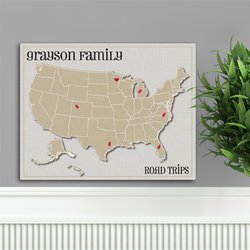 Personalized Heart at Home Family Map Wall Art