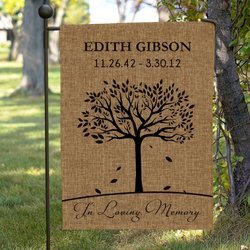 Personalized In Loving Memory Burlap Garden Flag