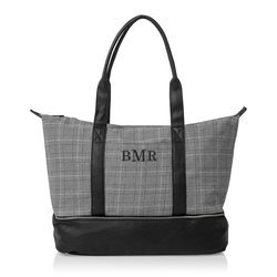 Personalized Initial Glen Plaid Luggage Tote