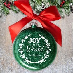 Personalized Joy To the World Glass Ornament