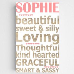 Personalized Kids Definition Canvas Sign - Girl