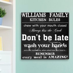 Personalized Kitchen Wall Art - Family Kitchen Rules