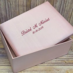 Personalized Large Baby Keepsake Box In Elegant Baby Silk