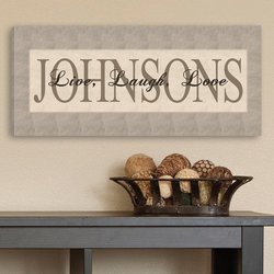Personalized Live, Laugh, Love Wall Art - Grey