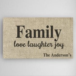 Personalized Love Laughter & Joy Family Canvas Sign