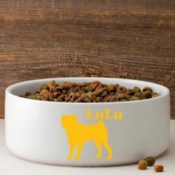Personalized Man's Best Friend Silhouette Large Dog Bowl