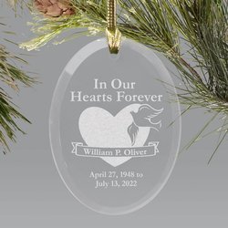 Personalized Memorial Oval Glass Ornament