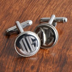 Personalized Mongrammed Cufflinks - Silver Plated
