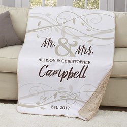 Personalized Mr and Mrs Wedding Sherpa Throw