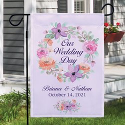 Personalized Our Wedding Day Garden Flag 12x18