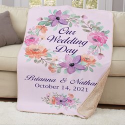 Personalized Our Wedding Day Sherpa Blanket 37" x 57"