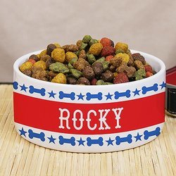 Personalized Patriotic Dog Bowl