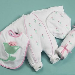 Personalized Petite Fluer Layette Baby Clothing Set