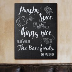 Personalized Pumpkin Spice Family Wall Canvas