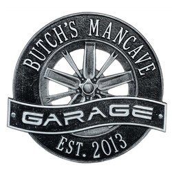 Personalized Racing Wheel Garage Plaque