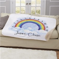 Personalized Rainbow Baby Monthly Milestone 50x60 Sherpa Blanket