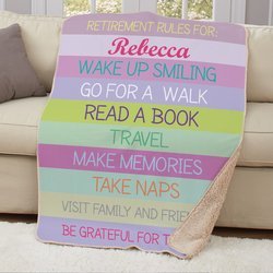 Personalized Retirement and Rules Sherpa Blanket Pink - 50x60