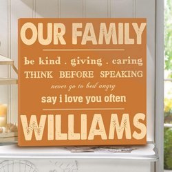 Personalized Rules of Our Family Canvas Sign