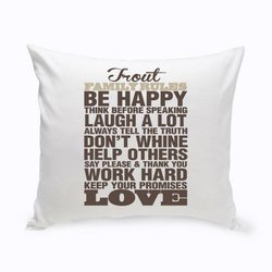 Personalized Rustic Family Rules Throw Pillow