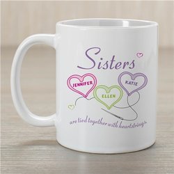 Personalized Sisters Heartstrings Coffee Mug