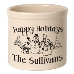Personalized Snowman Family 2 Gallon Stoneware Crock
