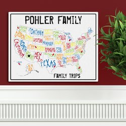 Personalized Spectrum Family Travel Map Artwork