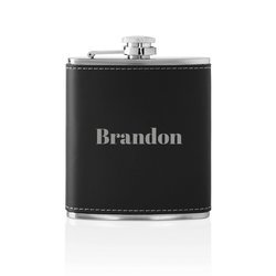 Personalized Stainless And Leather Flask Set