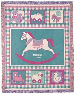 Personalized Rocking Horse Baby Blanket