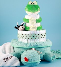 Personalized The Friendly Frog Diaper Cake