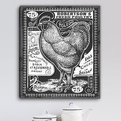 Personalized Vintage Rooster Canvas