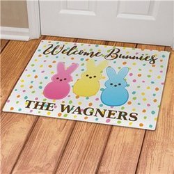 Personalized Welcome Bunnies Dotted Doormat