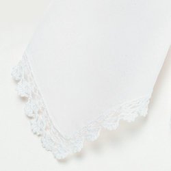 Plain Wedding Handkerchief with Crocheted Border - 12" x 12"