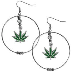 Pot Leaf Hoop Earrings