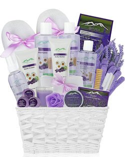 Premium Purelis Deluxe Spa Bath & Body Gift Basket - Lavender & Chamomile