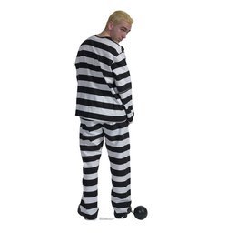 Prisoner in striped suit with Ball and Chain Cardboard Cutout