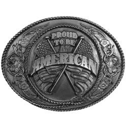 Proud to be an American Antiqued Belt Buckle