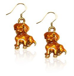 Puppy Charm Earrings in Gold