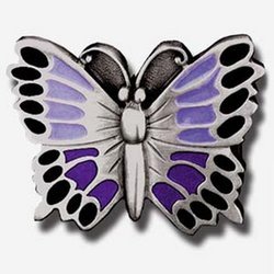 Purple Butterfly Enameled Belt Buckle