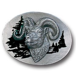 Ram's Head Profile Enameled Belt Buckle