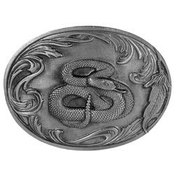 Rattlesnake Antiqued Belt Buckle