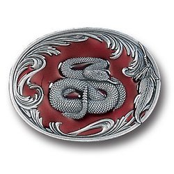 Rattlesnake Enameled Belt Buckle