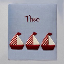Red and White Sailboats Personalized Baby Photo Album - Large