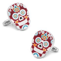 Red Sugar Skull Cufflinks