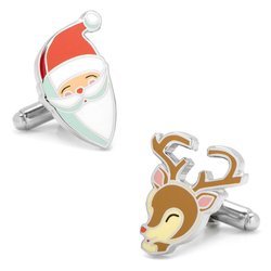 Retro Santa and Rudolph Cufflinks Pair