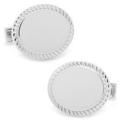 Rope Border Oval Personalized Cufflinks