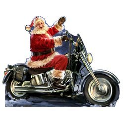 Santa Motorcycle Dona Gelsinger Art Cardboard Cutout