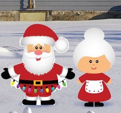 Santa & Mrs Claus Outdoor Yard Signs - Set of 2