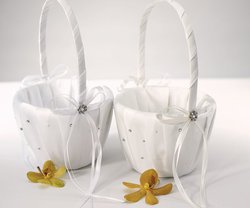 Scattered Pearls and Crystals Flower Girl Basket