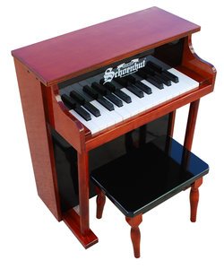 Schoenhut Toy Traditional Spinet Piano with Bench - Mahogany Black